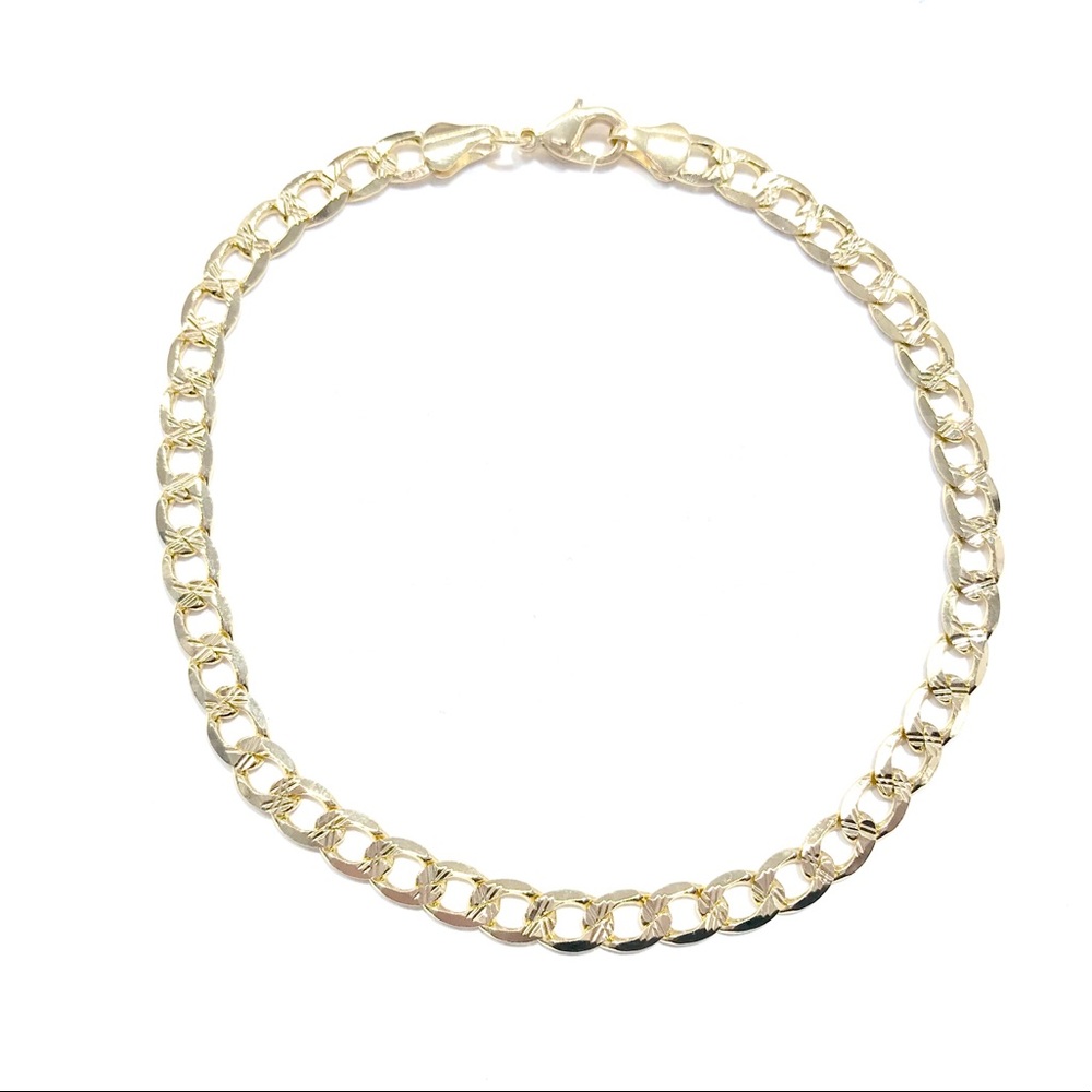 18kt GOLDFILLED DIAMOND LASER CUTS CUBAN ANKLET